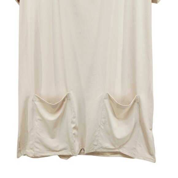 Beige Womens Short-Sleeve Square-Neck Dress With Pockets Size 2XL - Picture 7 of 8